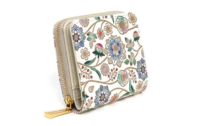 【文庫屋大関】二つ折りファスナーミニ財布 ダリア＜コバルトブルー＞【皮革工芸品】財布 二つ折り 小物 お札 カード 小銭 コンパクト 牛革 手作り 日本製 墨田区 東京都