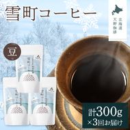 【定期便】雪町コーヒー 豆（100g）3個セット×3回 自家焙煎 低温貯蔵 エチオピア 北海道 沼田町 n-0117