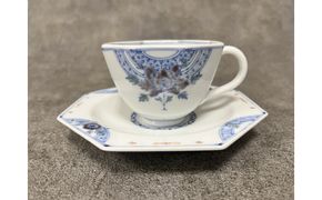九谷焼 カップ＆ソーサー 染付花/三浦晃禎作 焼き物 民芸品 工芸品 食器 172111_CY3001