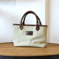 【サンドベージュ】MT-03 帆布×革 クラシカルな雰囲気のミニトートバッグ  Z129VC01
