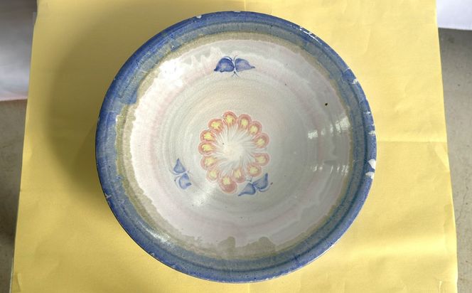 【沖縄の焼き物】尺皿 (アカバナ模様) 食器 陶器  工芸品 ギフト 沖縄市 / 唐仙窯[BCBK011]