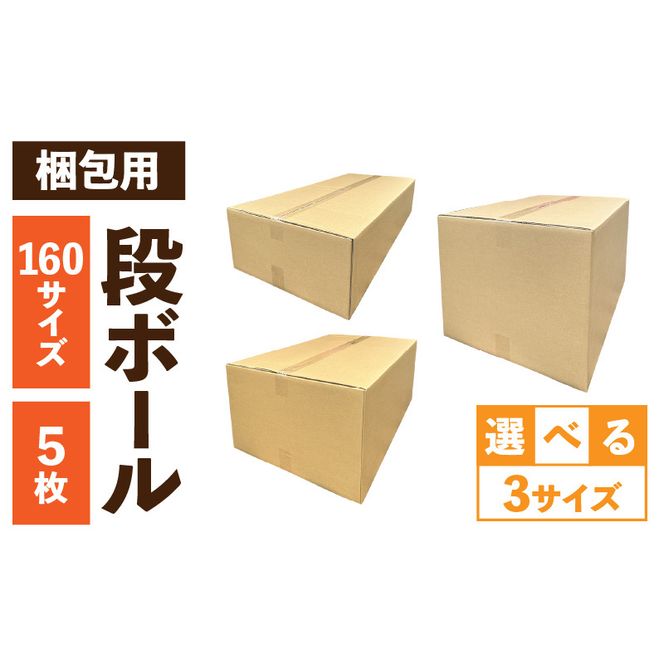梱包用段ボール　160サイズ　5枚 ［206A04］ 梱包用 段ボール セット 選べる サイズ 規格 段ボール箱 梱包 季節用品 書類 整理箱 衣類 収納 片付け 整理 DIY 工作 荷物 引っ越し 防災 備蓄 便利 フリマ 通販 配送 荷造り お取り寄せ 愛知県 小牧市 送料無料