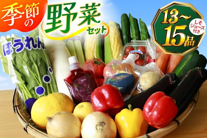 AJ315 季節の野菜・果物セット 13～15品 しそジュース付き [ 野菜 詰合せ 長崎県 島原市 ]