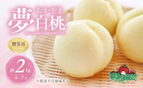 桃 2026年 先行予約 おかやま 夢 白桃 約2kg 5～7玉 贈答用 もも モモ フルーツ 果物 岡山 赤磐市産 農マル園芸 あかいわ農園