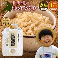 令和8年産【定期便隔月4ヶ月】 特Aランク米 ゆめぴりか 玄米 20kg（5kg×4袋）【11月発送】雪冷気 籾貯蔵 雪中米 北海道 nr-2019
