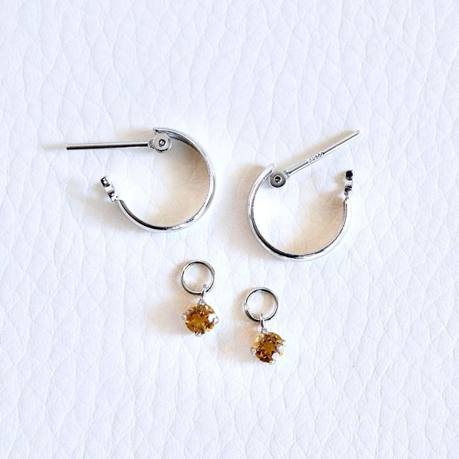 Pt900 プラチナ 2WAY ピアス 地金 シトリン フープピアス(直径10mm) 保証書付 SMK-5249 SWAD098-cit