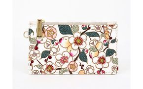 【文庫屋大関】すっきりカードケース　梅花【皮革工芸品】 ファッション小物 雑貨 フラグメントケース 小銭入れ付き 収納 スマート 日本製 花柄 