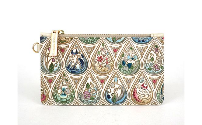 【文庫屋大関】すっきりカードケース　花と猫＜インディゴ＞【皮革工芸品】 ファッション小物 雑貨 フラグメントケース 小銭入れ付き 収納 スマート 日本製 花柄 ねこ ネコ 