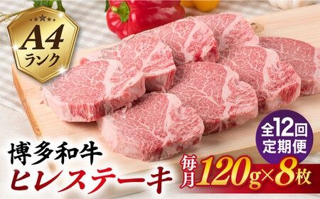 【全12回定期便】【厚切ヒレステーキ】120g×8枚 A4ランク 博多和牛 糸島市 / 糸島ミートデリ工房 [ACA292] ステーキヒレ ヒレ肉フィレヘレ牛肉赤身黒毛和牛国産博多和牛