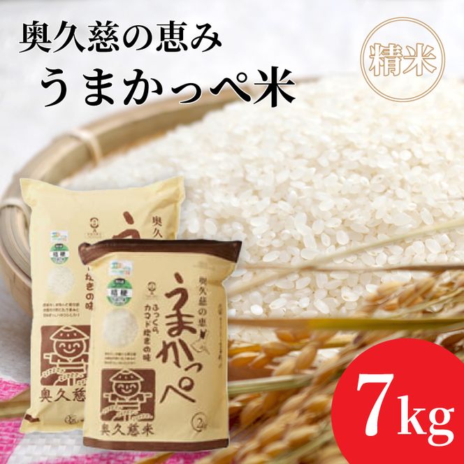 令和7年産奥久慈の恵みうまかっぺ米（コシヒカリ）5kg+2kg 計7kg｜茨城県 大子町 お米 白米 精米 ブランド米 銘柄米 食味値 ふっくら もちもち（AH004-2）