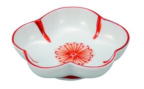 九谷焼　3.5号皿・赤絵花文 5枚セット a01 民芸品 工芸品 焼き物 食器 172111_CY2300