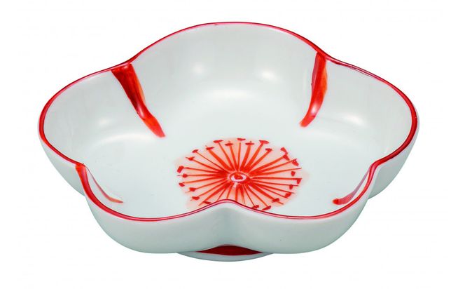 九谷焼　3.5号皿・赤絵花文 5枚セット a01 民芸品 工芸品 焼き物 食器 172111_CY2300