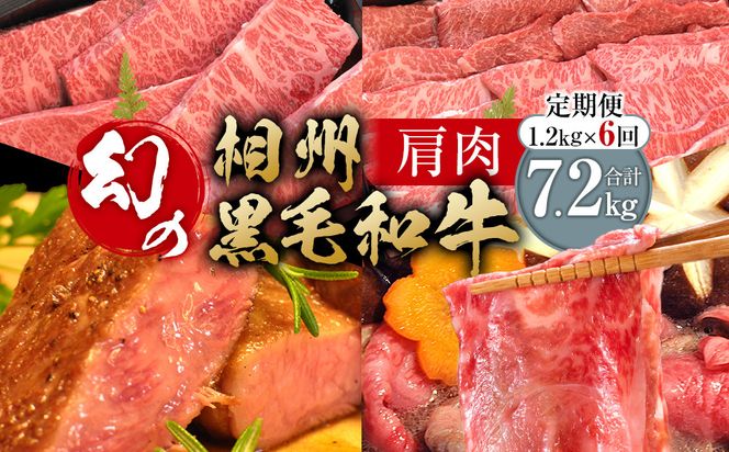 【牛肉 定期便 6回】 幻の相州黒毛和牛肩肉 1.2kg×6回 計7.2kg【相州黒毛和牛 相州牛 幻の牛肉 極上の旨味と風味 キメ細かな上質の脂 様々な料理に ブランド牛 ブランド牛肉 神奈川特産品 神奈川県 小田原市 】 142069_BL037