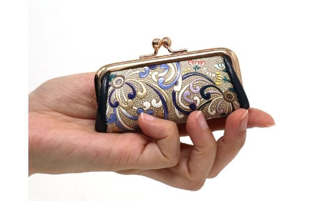 【文庫屋大関】印鑑ケース　乱菊＜青紫＞【皮革工芸品】 ファッション小物 民芸品 