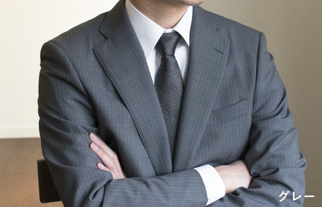 G3766 シルクネクタイ（杢柄　グレー）