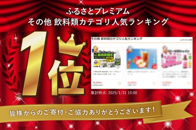 【選べる本数】ド情熱価格 強炭酸水 グレープフルーツ味 500ml（24本/48本）  強炭酸水 炭酸 炭酸水 割り材 フレーバー 防災 山梨 富士吉田