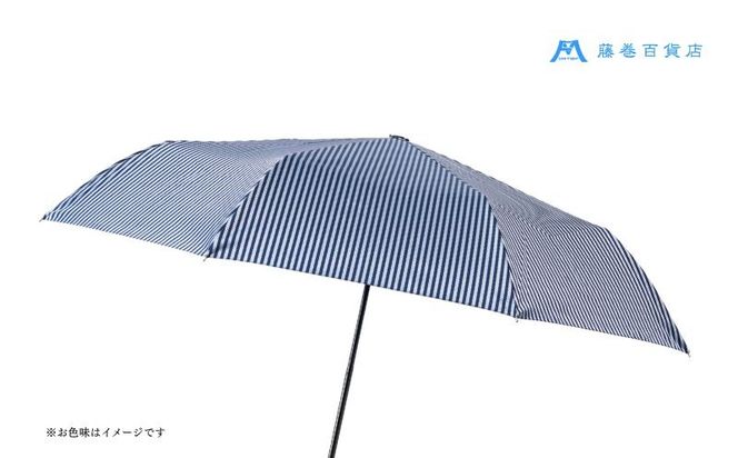 【藤巻百貨店】Ramuda 晴雨兼用 耐風折りたたみ傘 甲州織ロンドンストライプ/スカイブルー JV002