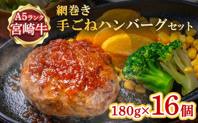 ハンバーグ A5ランク 宮崎牛 180g 16個 セット マ・メゾン 国産 冷凍ハンバーグ 工場直売 惣菜