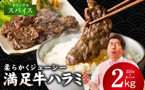 G3408 【満足牛ハラミ】オリジナルスパイス仕込み 合計2kg 【味付け ハラミ 小分け 焼くだけ 簡単調理 BBQ 牛肉 250g×8P】