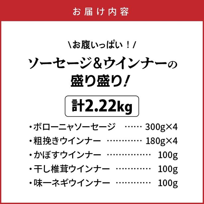 ＼本場ドイツ伝統製法／お腹いっぱいソーセージ＆ウインナー 5種 2.22kg_29199A-4