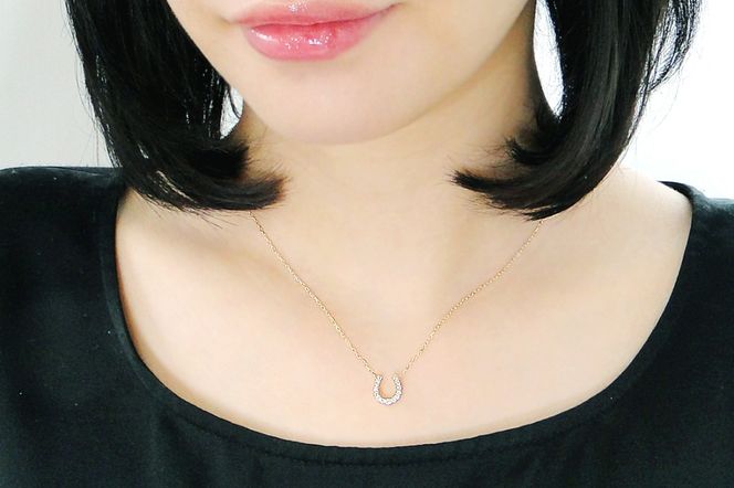K18YG 0.2ct 馬蹄 ダイヤモンド ネックレス ペンダント EmN0021-18Y SWCJ007