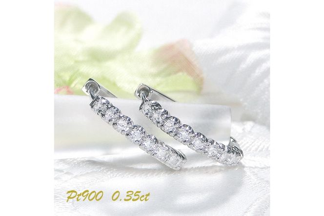 ピアス フープピアス プラチナ PT900 ダイヤモンド 0.35ct レディース 円 丸 輪っか バネ式 キャッチレス 中折れピアス【f215-pt】 [株式会社オーダーメイドジュエリーメイ 山梨県 韮崎市 20743779] ジュエリー アクセサリー