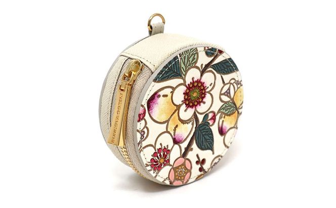 【文庫屋大関】マカロンポーチ 梅花（メイホア）【皮革工芸品】 ポーチ ミニポーチ 小物入れ アクセサリー入れ イヤホン入れ 収納 保管ケース 手のひらサイズ  本革 革 皮革 工芸品 工芸 雑貨 ギフト プレゼント 日本製 東京