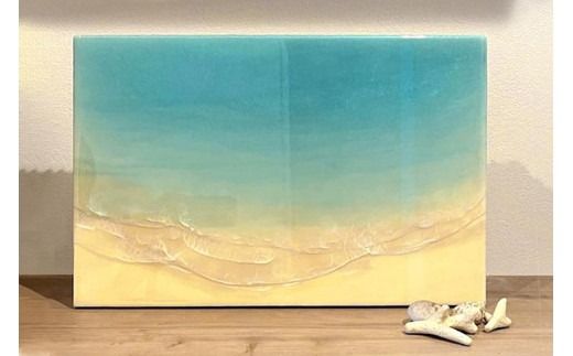 工芸品 海のレジンアートパネル（A3サイズ） 恩納BLUE 恩納村の海を自宅に｜レジン アート 雑貨 日用品 人気 おすすめ 送料無料 ふるさと 恩納村 沖縄県