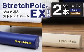100F078 【LPN社製】ストレッチポールEX 2本セット（ネイビー/アイボリー 各1本)【正規品 セルフケア ストレッチ エクササイズ 腰痛 肩こり 体幹 コアトレ】