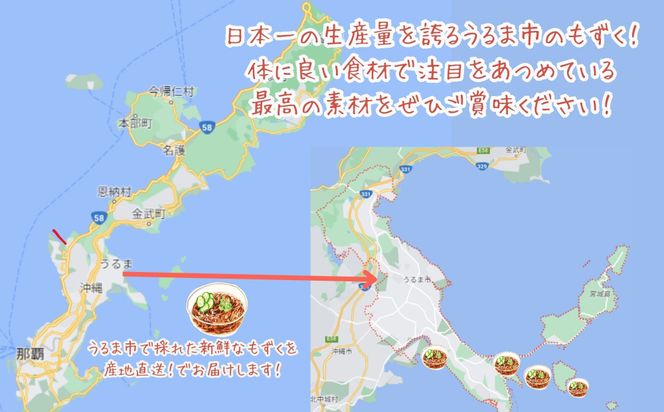 【嘉保水産】もずく満載！　もずく（塩漬け）・もずくの佃煮セット