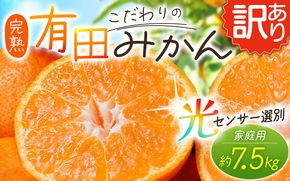 【訳あり】農家直送 有田みかん 約7.5kg ご家庭用 サイズ混合 ※2025年11月中旬より順次発送予定（お届け日指定不可）※北海道・沖縄・離島への配送不可 訳ありみかん みかん ミカン 蜜柑 柑橘 フルーツ 果物 くだもの 温州みかんサイズ混合 訳ありみかん 温州みかん 有機質肥料100% ふるさと納税 柑橘 有田 産地直送【nuk157F】