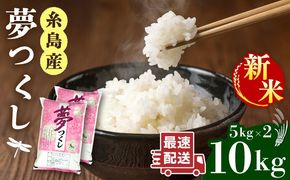 【年内発送】【令和7年産新米】 糸島産 夢つくし 10kg 糸島市 / 三島商店 [AIM002] 米 白米