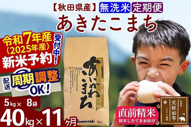 ※令和7年産 新米予約※《定期便11ヶ月》秋田県産 あきたこまち 40kg【無洗米】(5kg小分け袋) 2025年産 お届け周期調整可能 隔月に調整OK お米 藤岡農産|foap-31111