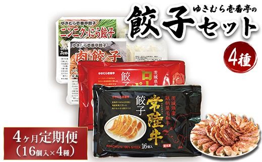 【定期便4ヶ月】ゆきむら壱番亭の4種の餃子セット※離島への配送不可