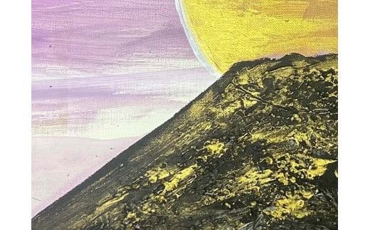 富士山溶岩パワーアート「黄金黒富士」 絵画 富士山 溶岩 アート インテリア パワーアート 出世富士 額縁付 山梨 富士吉田
