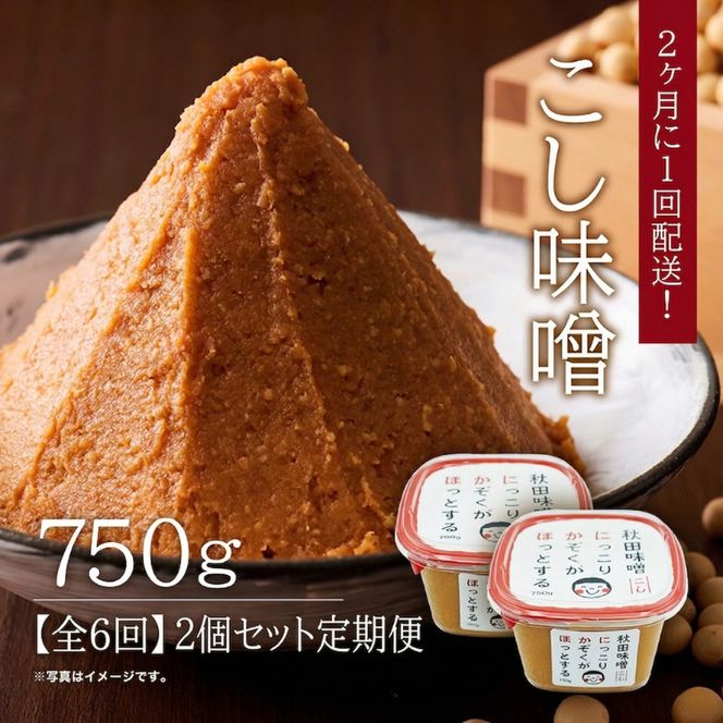 【隔月】定期便 全6回 こし味噌 キッコーナン 10割麹「秋田にかほみそ」1.5kg（750g×2）秋田県産大豆100％・あきたこまち米100％【 みそ 味噌  米味噌 小分け カップ 麹 調味料 秋田香酵母 あきたこまち 秋田県 にかほ 】