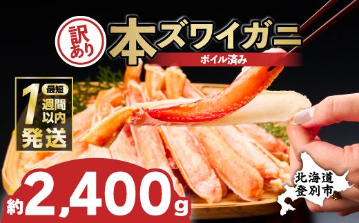 【最短1週間以内出荷】訳あり 冷凍 ボイル ずわいがに 足 2400g ズワイガニ ハーフポーション | ギフト 2025