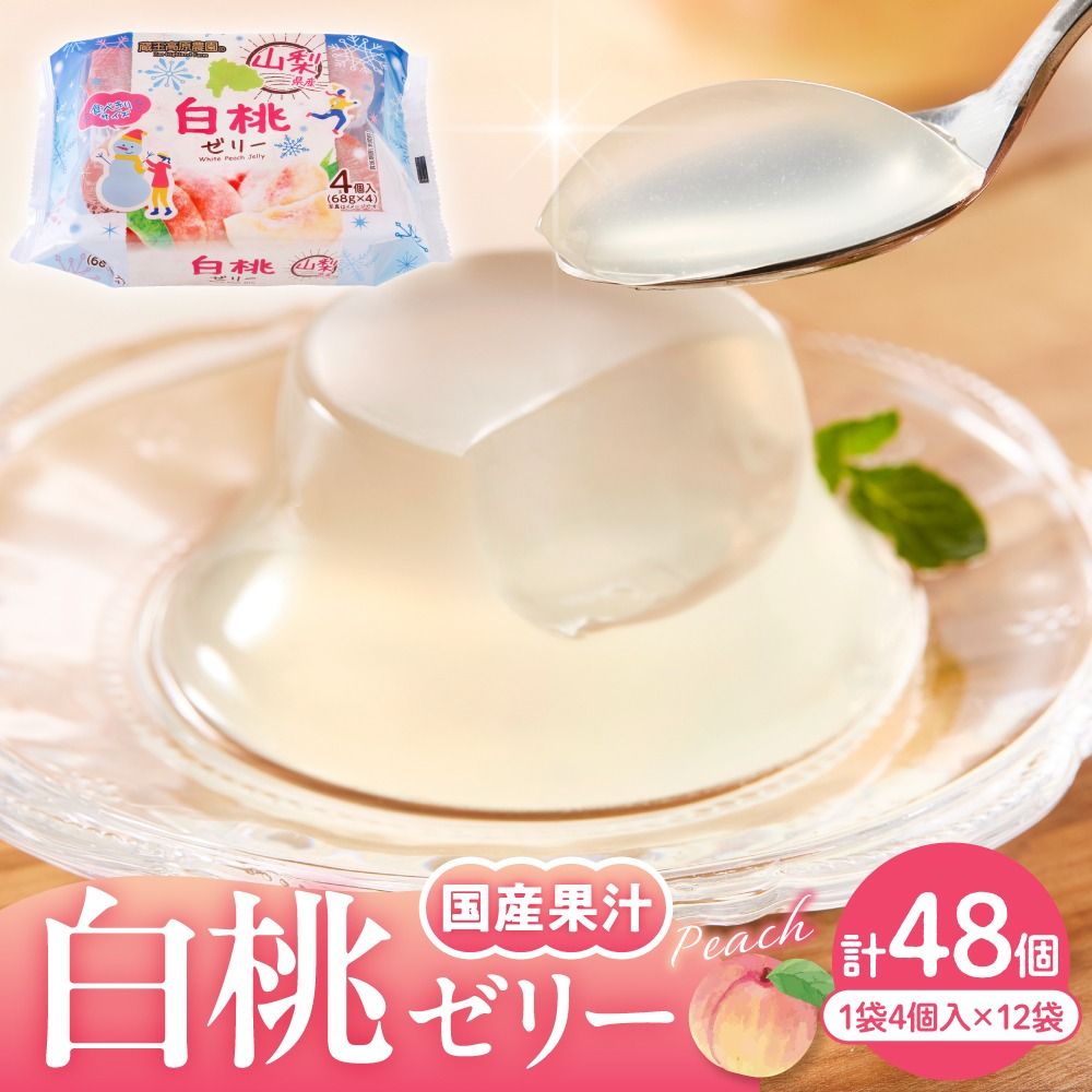 山形県産白桃 ゼリー1袋4個入×12袋 和歌山産業提供 山形県 東根市 hi070-006