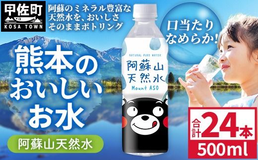 熊本のおいしいお水 阿蘇山天然水 500ml×24本（1ケース）（共通返礼品・御船町） - 天然水 水 飲料水 ミネラルウォーター 箱買い まとめ買い ペットボトル 飲料 ウォーター 軟水 防災グッズ 防災 備蓄 ローリングストック ストック 熊本県