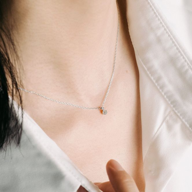 【心葉/京都kokoroba kyoto】K10 天然ダイヤモンド×2石 0.08ct ネックレス「ホワイトゴールド」 261009_B-WV08VC03