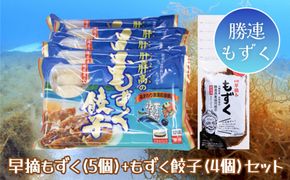 早摘みもずく（5袋）&もずく餃子（12個入×4袋）セット【勝連漁業協同組合】