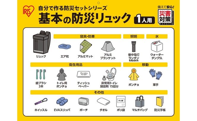 基本の防災リュック BRB-4 防災 防災グッズ 防災セット 防災リュック アイリスオーヤマ 防災士監修 災害備蓄管理士監修