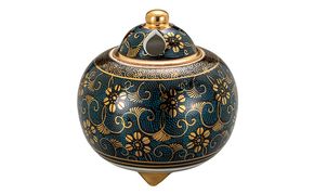 九谷焼　4号香炉　青粒鉄仙 a05 