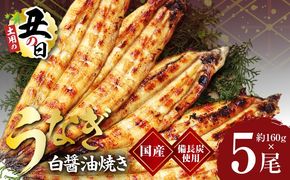 kgp0043-1d 【土用の丑の日までにお届け】国産うなぎ 白醤油焼き 合計800g【160g×5尾 せいろ蒸し 備長炭 鰻 ウナギ 手焼き レンジ 温めるだけ 簡単調理】