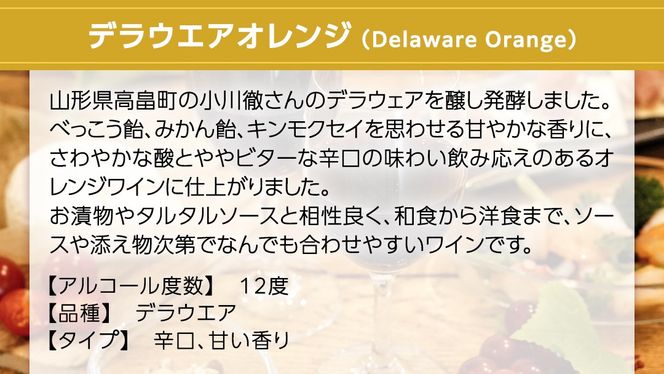 デラウエアオレンジ Delaware Orange 750ml×1 茨城県産 牛久醸造場 日本ワイン ワイン お酒 贈り物 上品 果実 クリスマス 誕生日 オレンジワイン 辛口 デラウェア ライトボディ