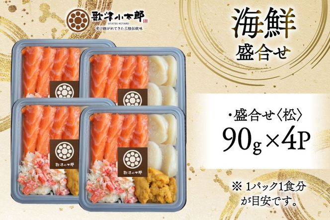 海鮮 盛合せ 漁師めし〈松〉 90g 4パック [橋本水産食品 宮城県 南三陸町 m304amh590036] 魚介 魚介類 魚 海鮮 海鮮丼 丼 サーモン 銀鮭 鮭 小分け 個包装 冷凍 三陸 ホタテ 帆立 ほたて