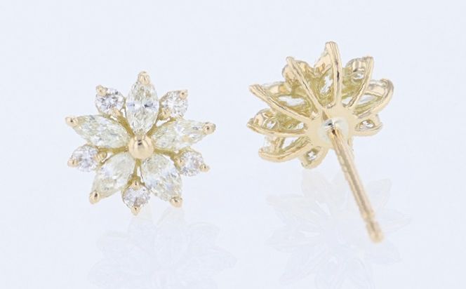 J099 アルカンシェル K18YGダイヤピアス（計 0.40c）