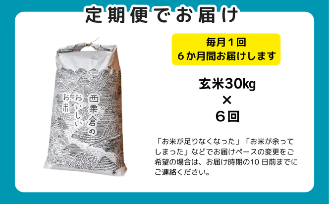 【6回定期便】令和6年産 あわくら源流米 あきたこまち 玄米30kg×6_K-bd-CDCA