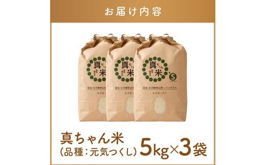 【E4-008】【令和7年産】農薬・化学肥料不使用 真ちゃん米 15kg