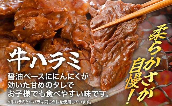 牛豚味付け焼肉セット 2.4kg 牛ハラミ 牛バラ 豚バラ 味付き 小分け 保存 醤油 にんにく タレ 子供 生姜 香味野菜 ネギ塩 キャンプ バーベキュー 福岡県 福岡 九州 グルメ お取り寄せ